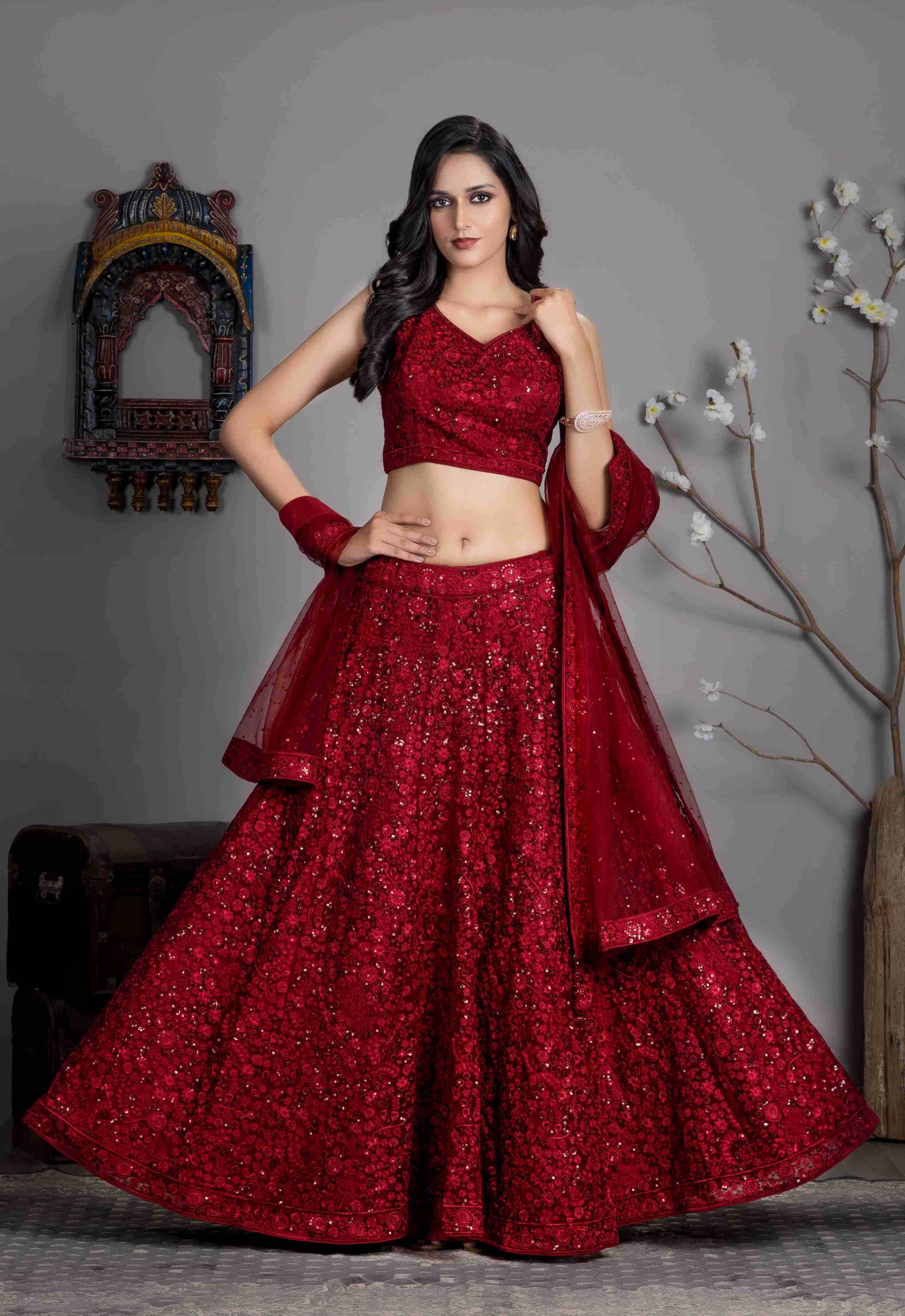 Butterfly Net Lehenga Choli Reception Outfit for Women - MYLUXURY LANE ENTERPRISE